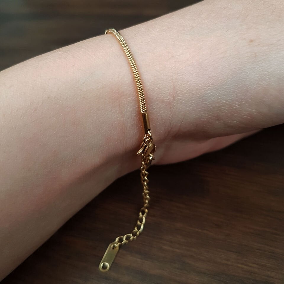 Altın Kaplama Kalpli Çelik Bileklik