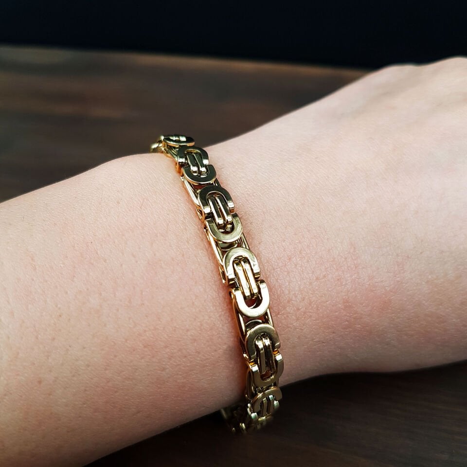 Gold Kral Tasarım Zincir Kadın Çelik Bileklik