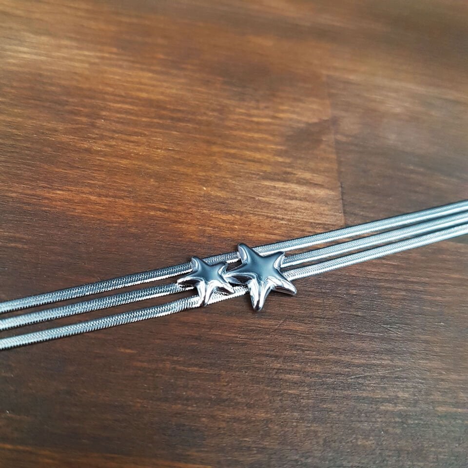 Yıldız Tasarım Gümüş Renk Kadın Çelik Bileklik