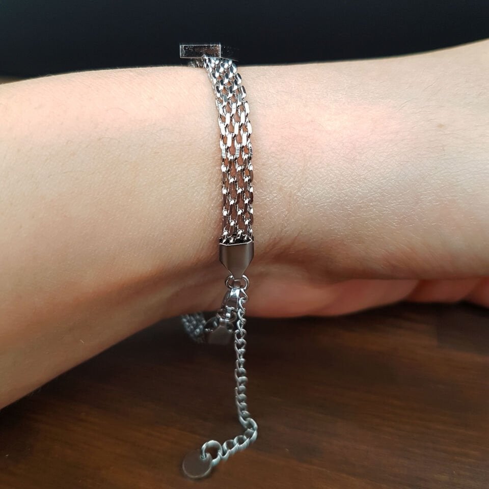 Dikdörtgen Zirkon Taşlı Kadın Çelik Bileklik