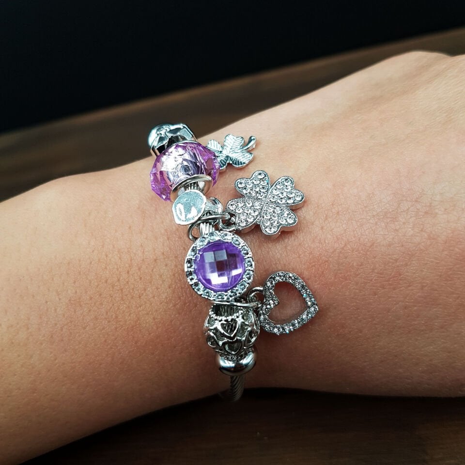 Mor Renk Tasarım Kadın Çelik Bileklik