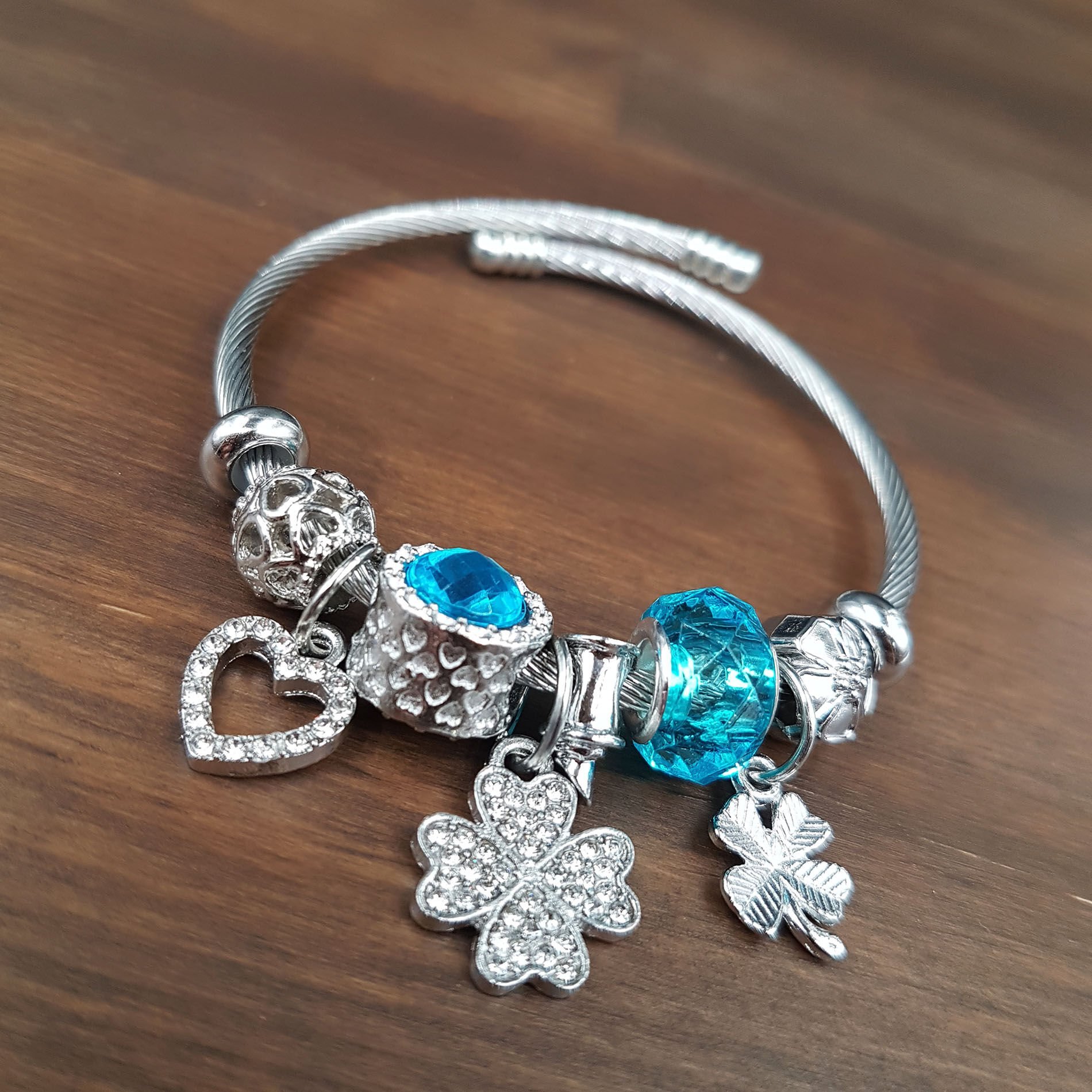 Turkuaz Renk Tasarım Kadın Çelik Bileklik