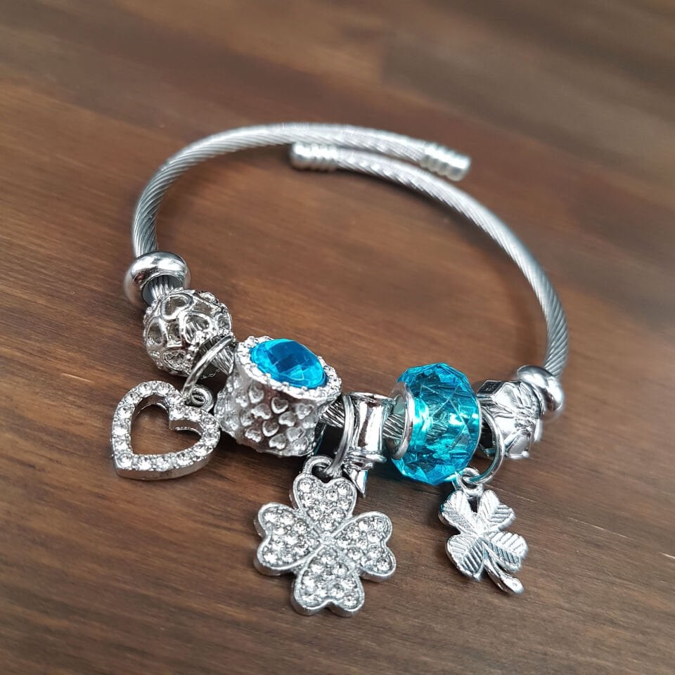 Turkuaz Renk Tasarım Kadın Çelik Bileklik