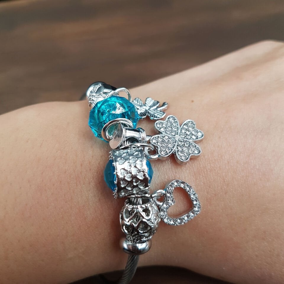 Turkuaz Renk Tasarım Kadın Çelik Bileklik