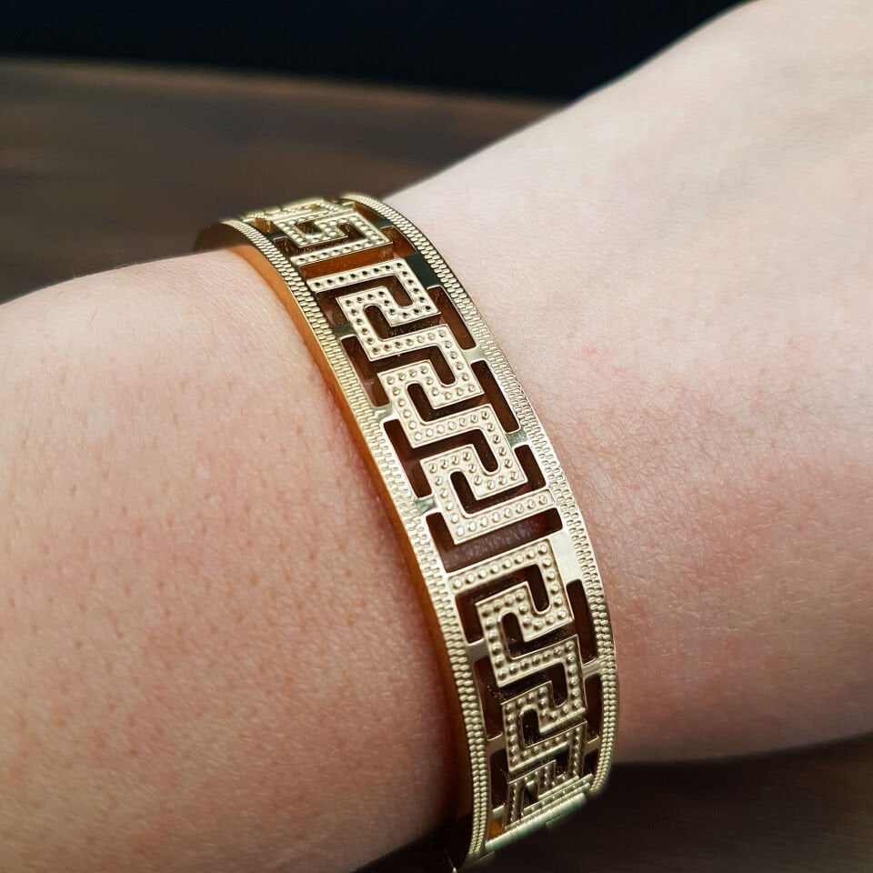 Gold Labirent Desen Kadın Çelik Kelepçe