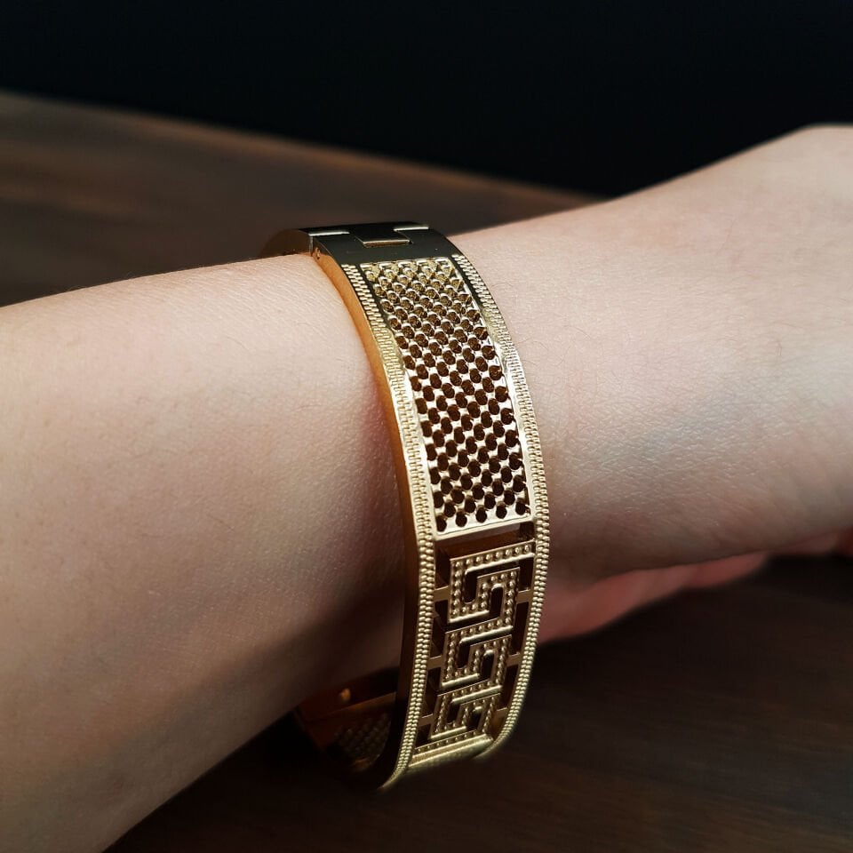 Gold Labirent Desen Kadın Çelik Kelepçe