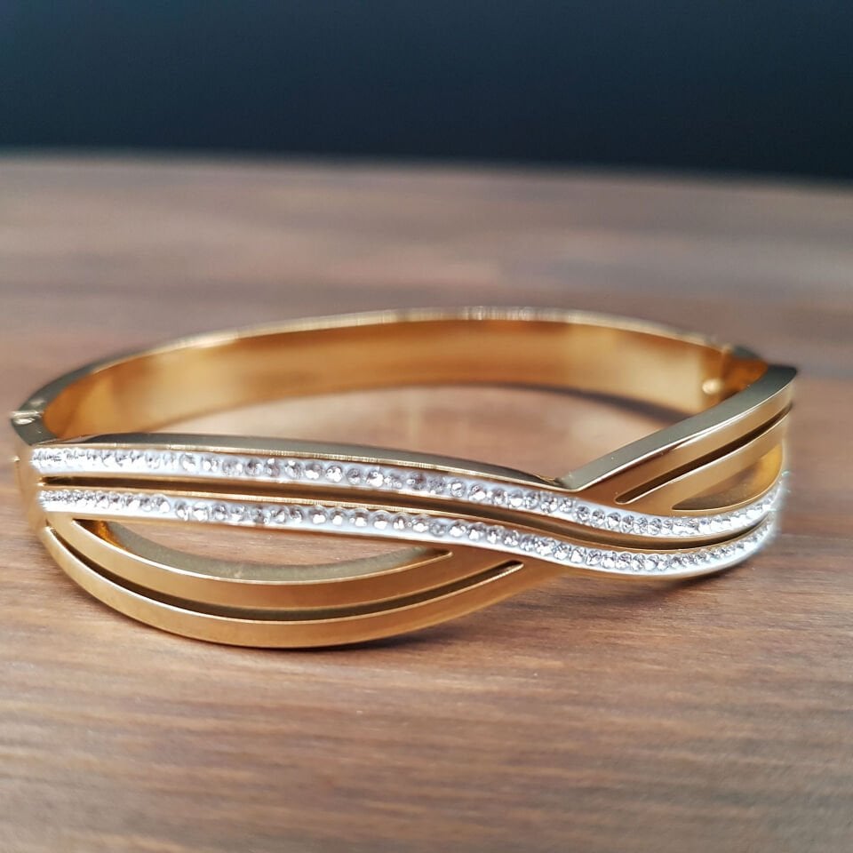 Gold Renk Sonsuzluk Tasarım Kadın Çelik Kelepçe