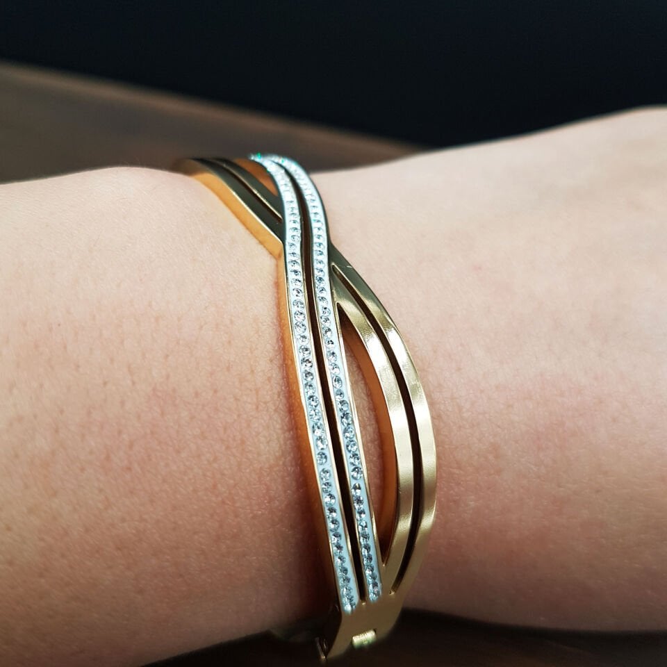 Gold Renk Sonsuzluk Tasarım Kadın Çelik Kelepçe