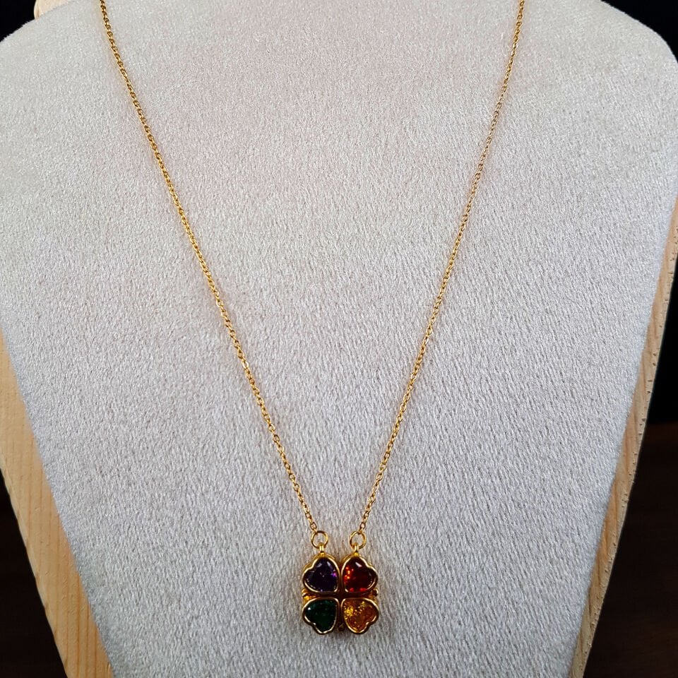 Gold Renkli Kalp Tasarım Kadın Çelik Kolye