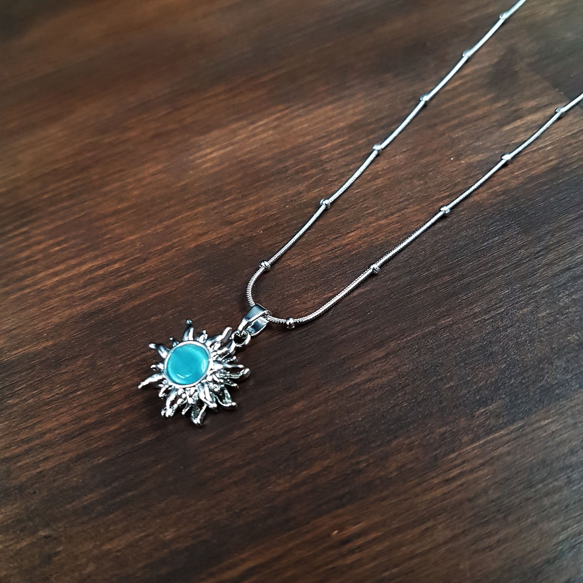 Sedef Taş Tasarım Güneş Model Kadın Çelik Kolye