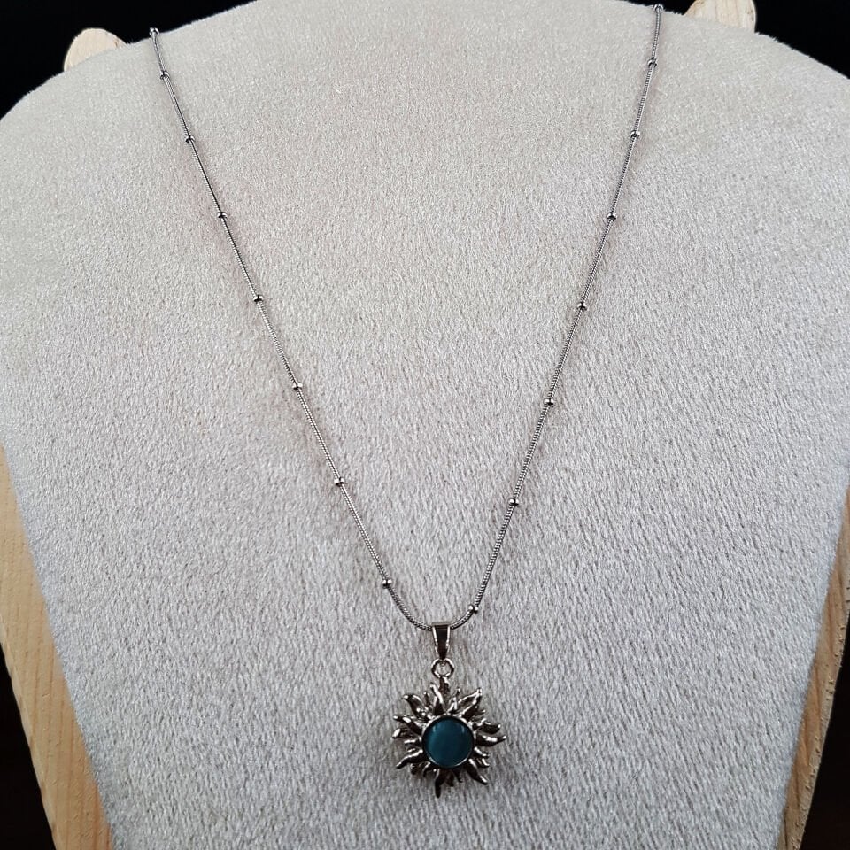 Sedef Taş Tasarım Güneş Model Kadın Çelik Kolye