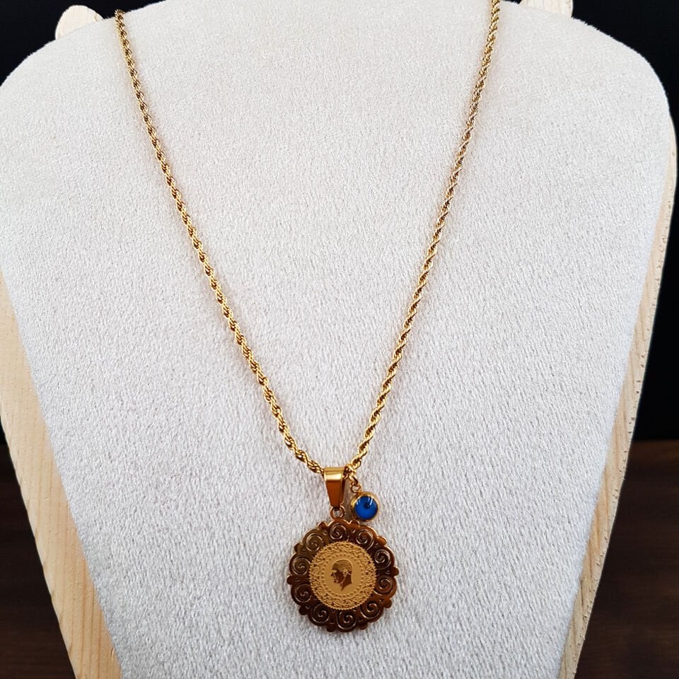 Cumhuriyet Altın Tasarım Kadın Çelik Kolye