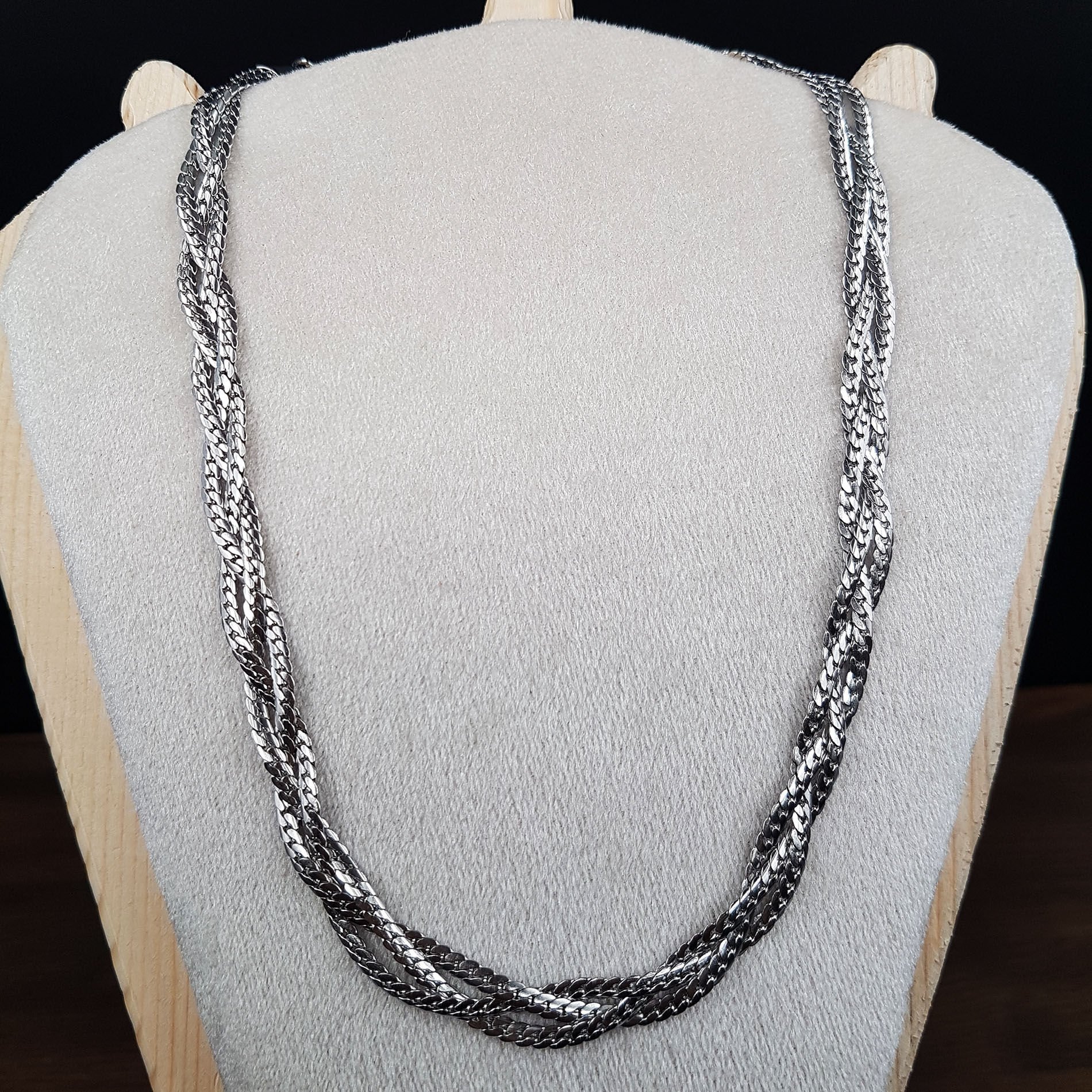 Üçlü Örgü Tasarım Kadın Çelik Kolye