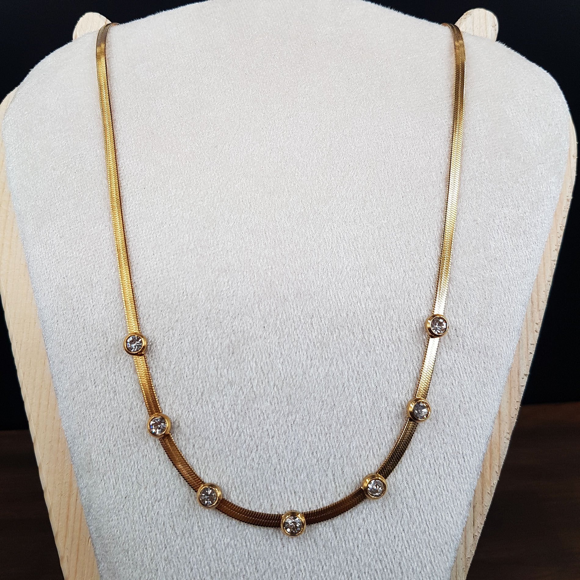 Zirkon Taşlı İtalyan zincir Tasarım Kadın Çelik Kolye