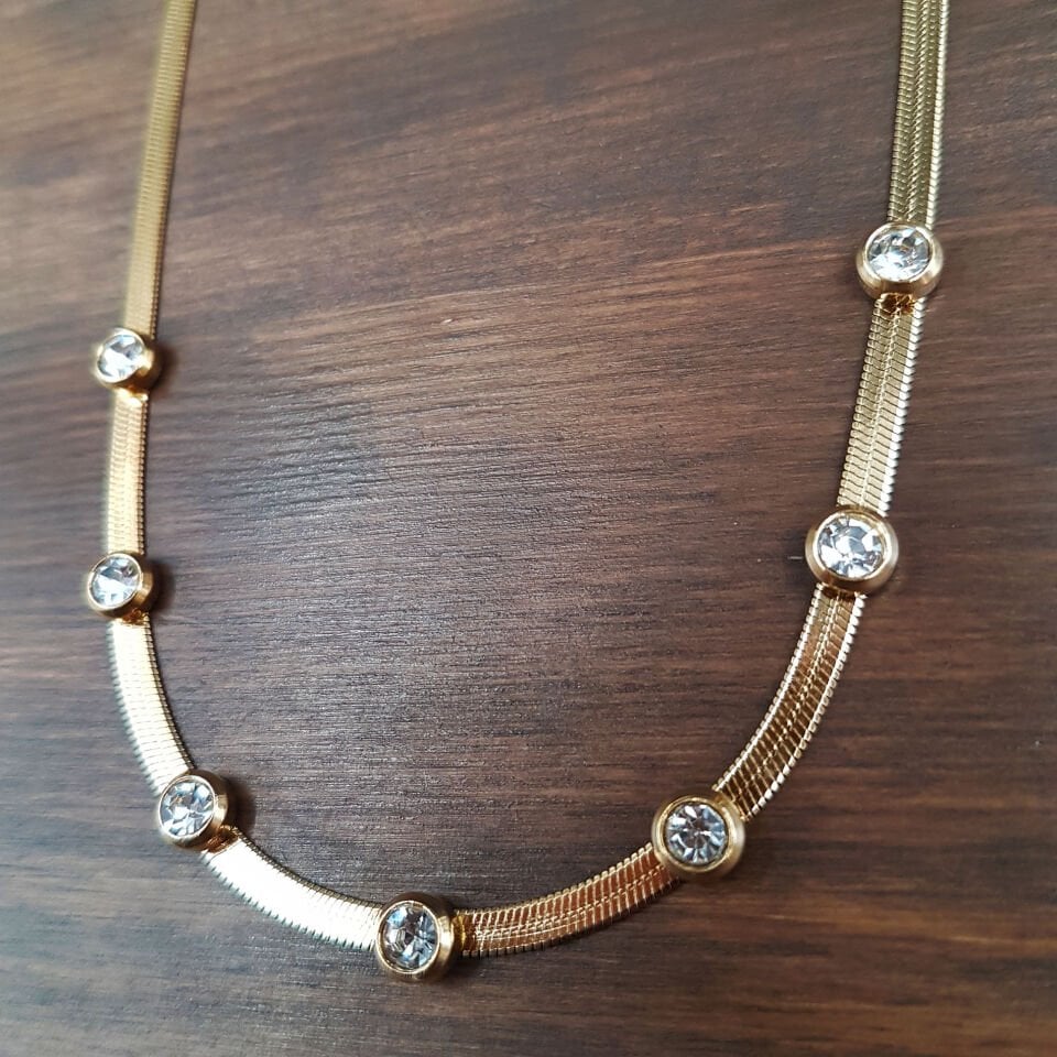 Zirkon Taşlı İtalyan zincir Tasarım Kadın Çelik Kolye