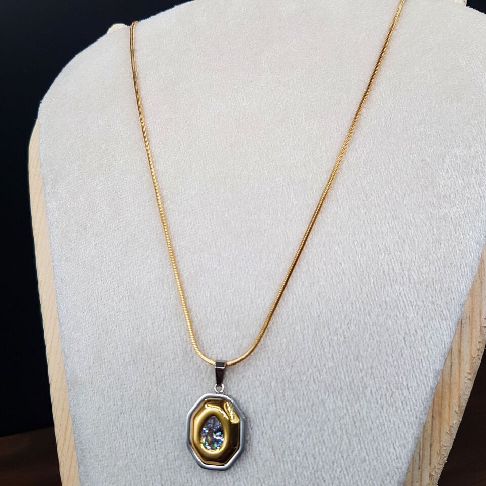 Damla Zirkon Taşlı Kadın Çelik Kolye