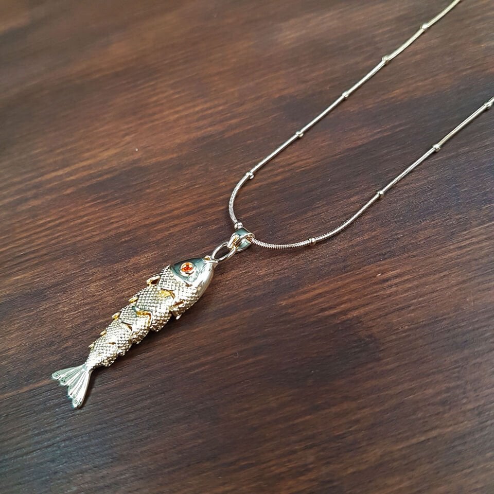 Gold Renk Balık Model Kadın Çelik Kolye