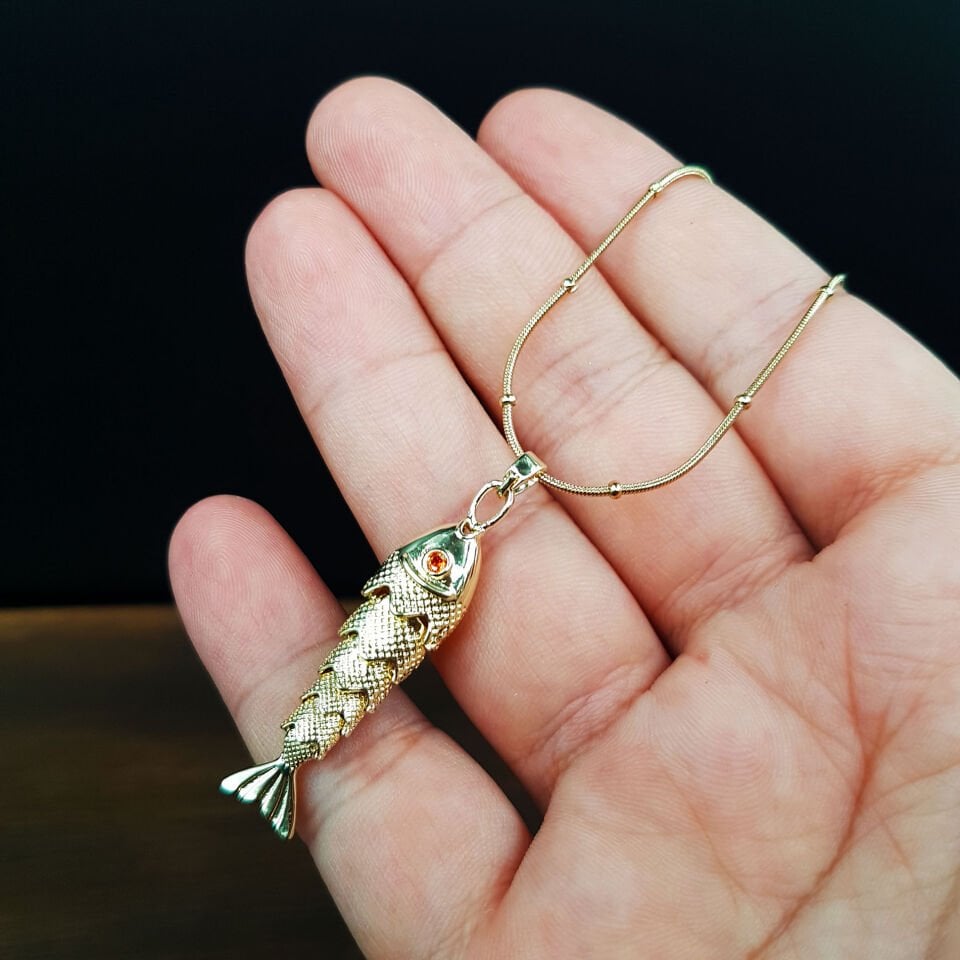 Gold Renk Balık Model Kadın Çelik Kolye