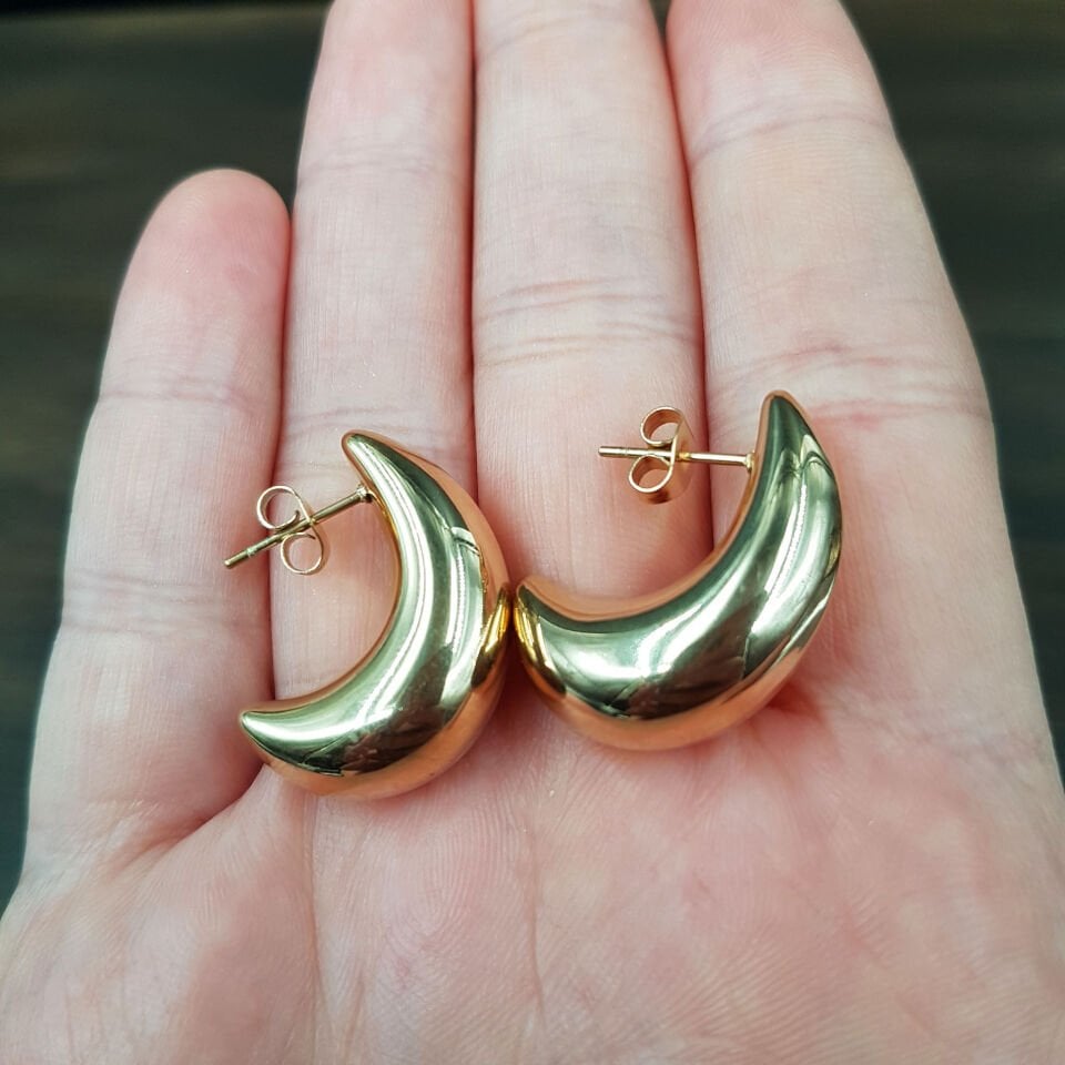 Ay Tasarım Gold Kadın Çelik Küpe