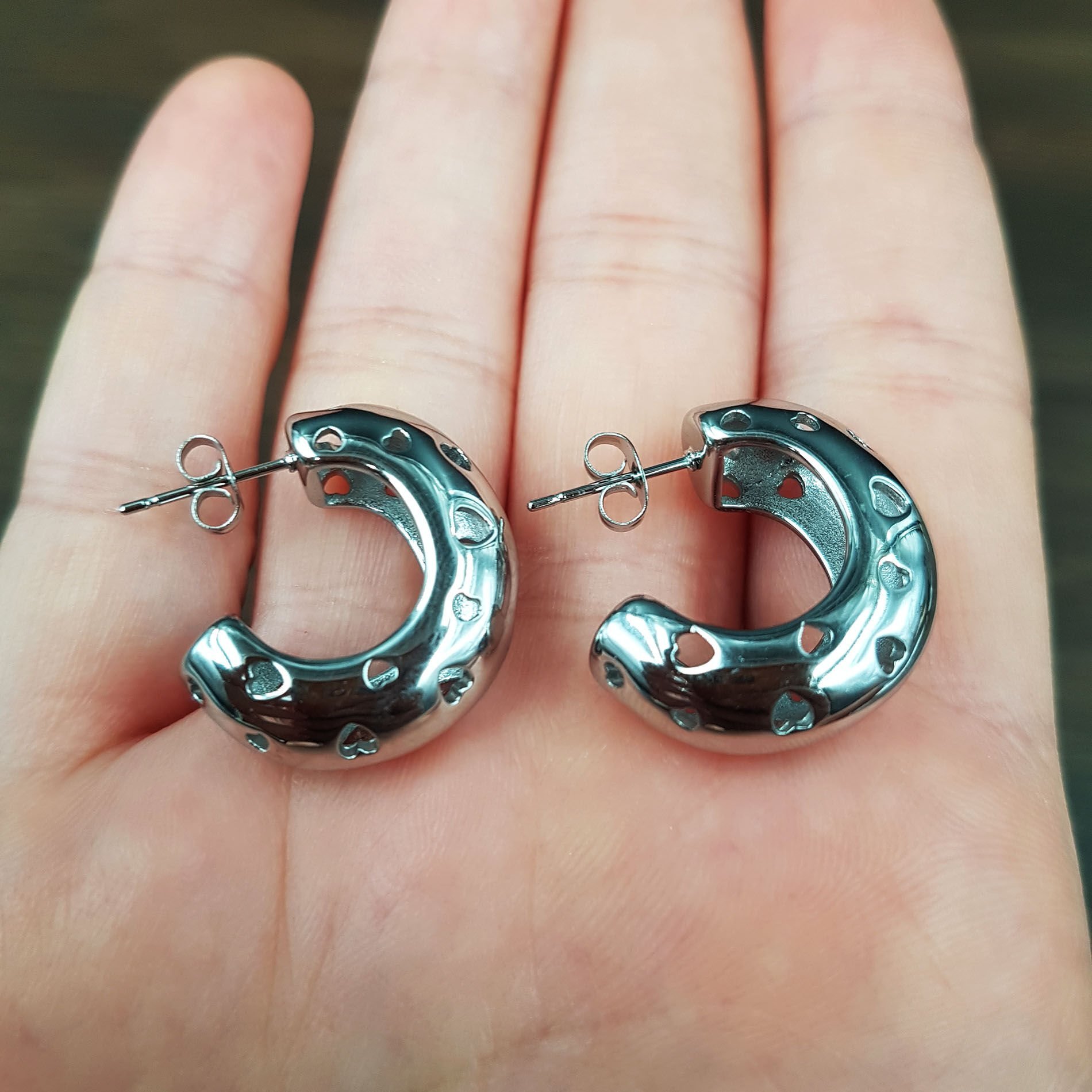 Tombul Yarın Halka Kadın Çelik Küpe