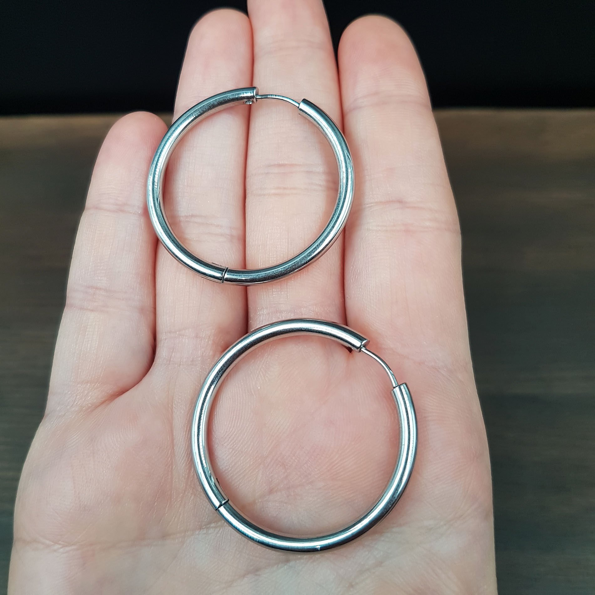 Gümüş Renk Halka Tasarım Çelik Küpe