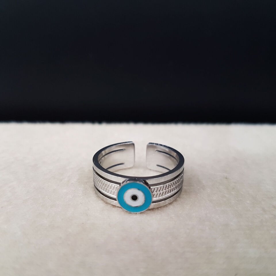 Nazar Boncuk Tasarım Kadın Çelik Yüzük