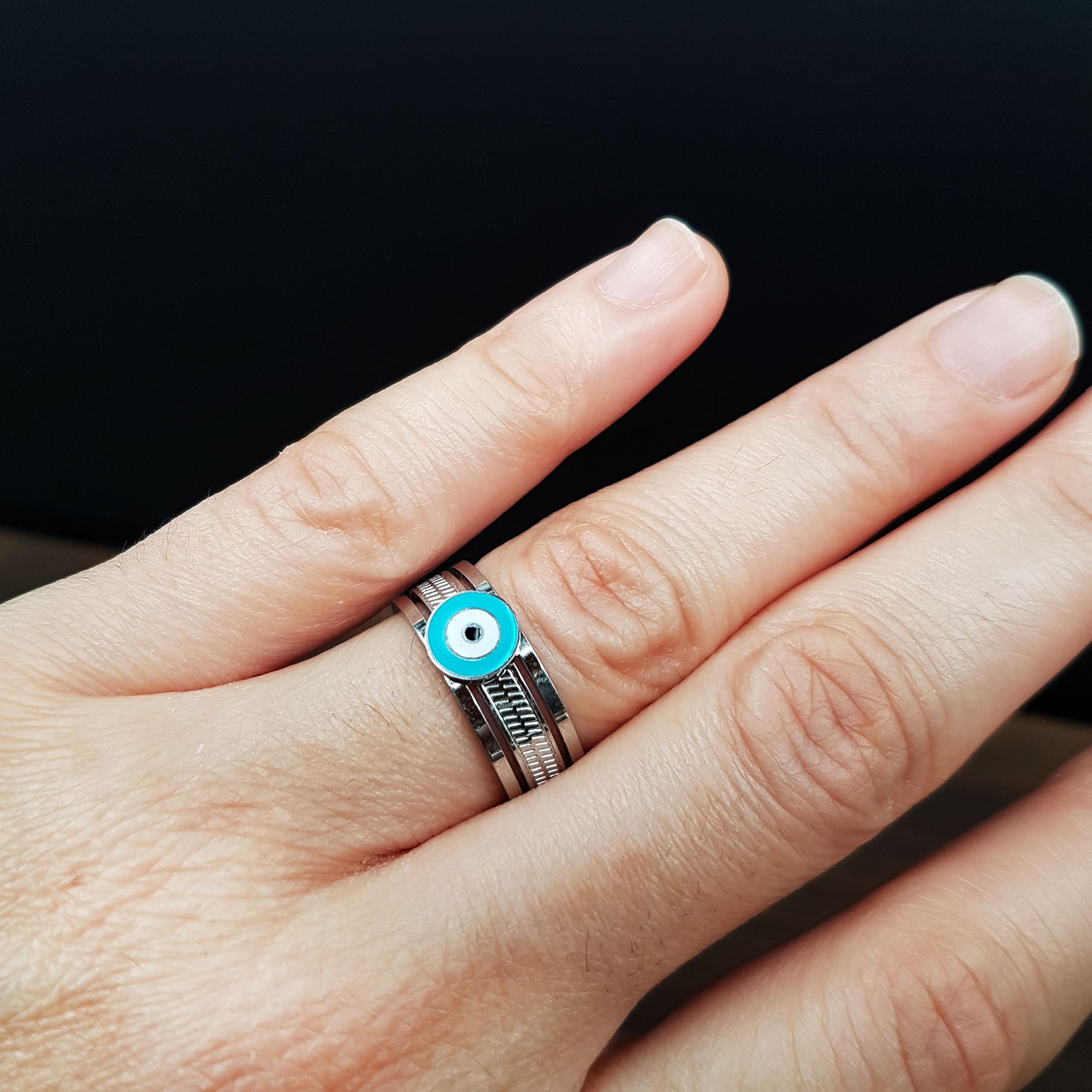 Nazar Boncuk Tasarım Kadın Çelik Yüzük
