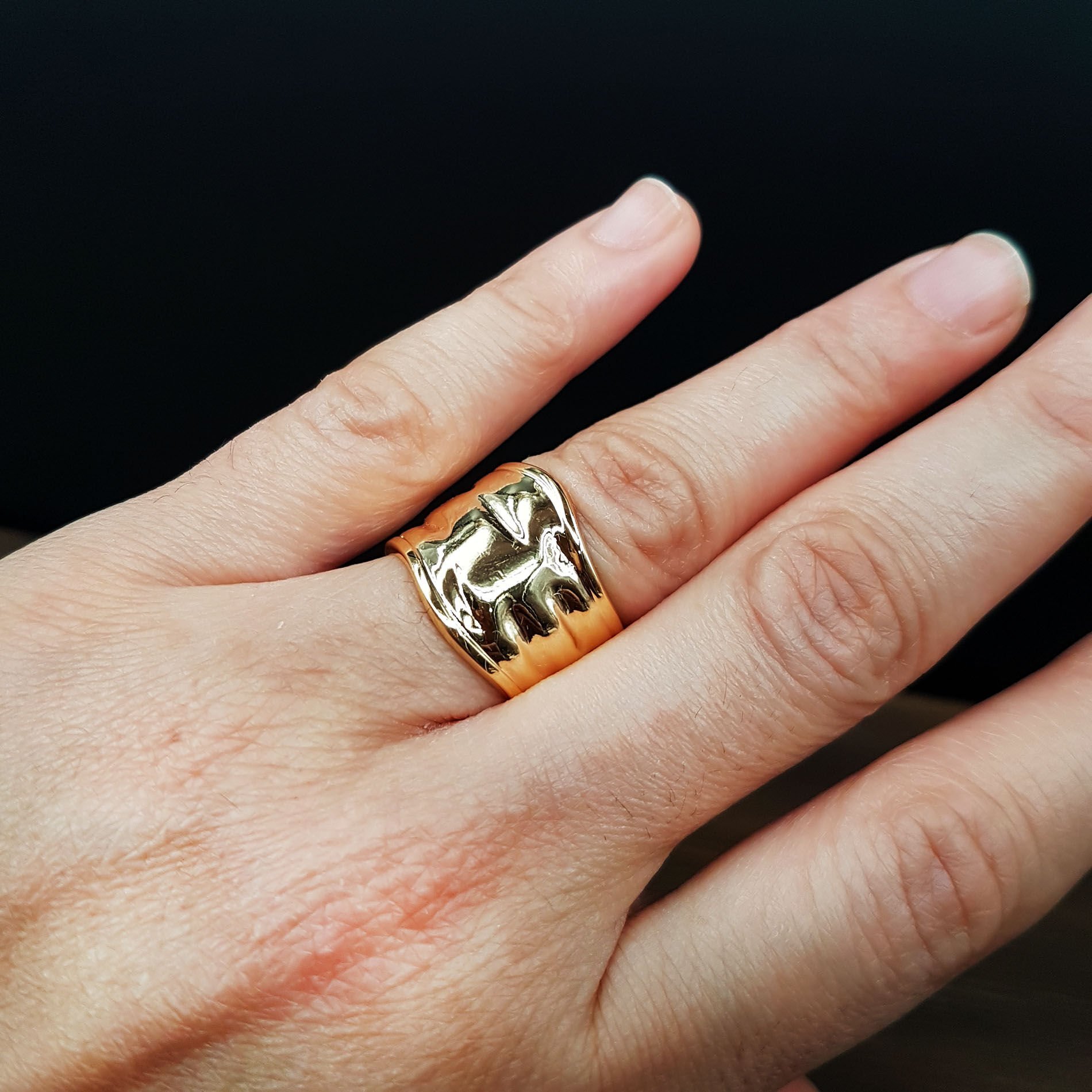 Gold Antik Tasarım Kadın Çelik Yüzük